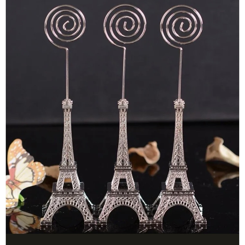 3‎ x Metal Eiffel Tower Table Card Holders 6" Photo Holder Paris Decor Souvenir